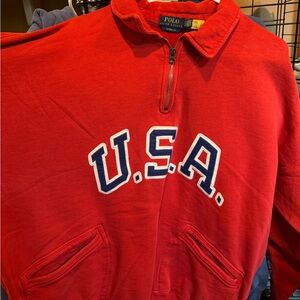 Ralph Lauren Red USA Quarter-Zip Sweatshirt